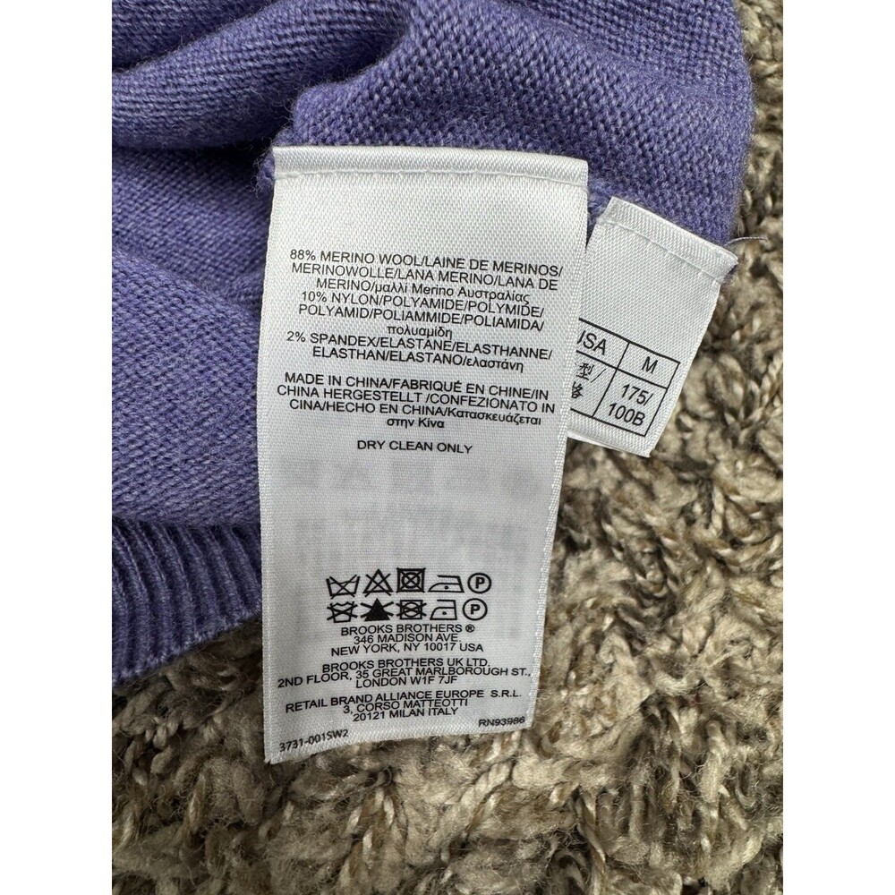 Brooks Brothers 346 Sweater Men’s M Purple Merino Wool V Neck Pullover Academia - Picture 14 of 16